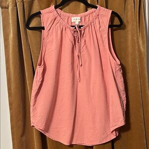 Cloth & Stone Pink Sleeveless Tie Front Top